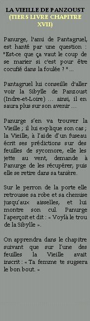 La Vieille de Panzoust - Tiers Livre XVII - Franois Rabelais
